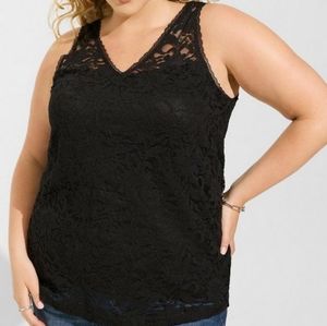 Torrid Size 0 Stretch Lace V-Neck Tank Top